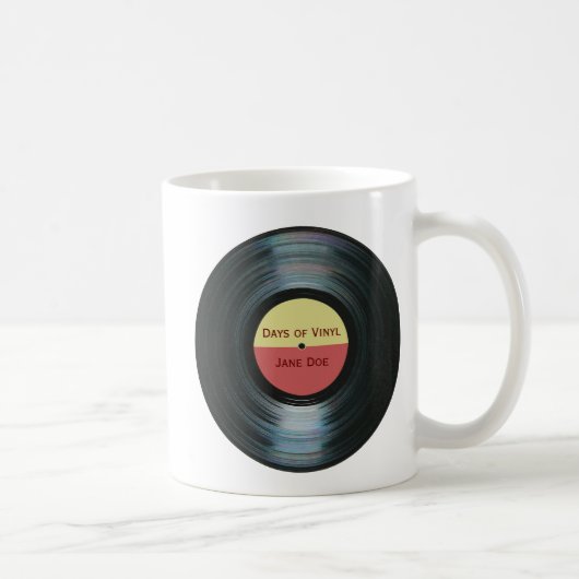 黒いビニール音楽記録ラベルの飲み物用品 コーヒーマグカップ (右)
