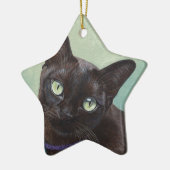 黒いビルマ猫のアメリカヘラジカ セラミックオーナメント (左)