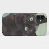 黒いビルマ猫のアメリカヘラジカ Case-Mate iPhoneケース (裏面(横))