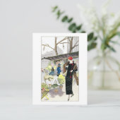 黒いビロードのビジネスドレスを着た女性（1924年） シーズンポストカード (スタンド正面)