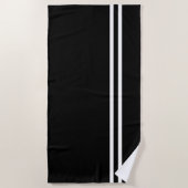 黒いビーチタオル（白い線） ビーチタオル (正面)