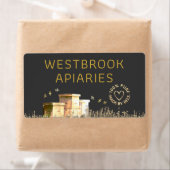 黒いビーハイブアピアラベルと金ゴールドハートとミツバチ ラベル (インサイチュ)