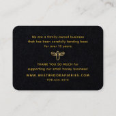 黒いビーハイブアピアラベルと金ゴールドハートとミツバチ 名刺 (裏面)