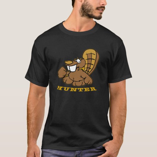 黒いビーバーのハンター Tシャツ (正面)