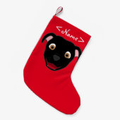 黒いピットブルの顔 スモールクリスマスストッキング (正面 (吊り時))