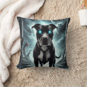 黒いピットブル（青い目） クッション (ブランケット)
