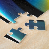 黒いピンクおよび黄色い抽象芸術 ジグソーパズル (側面)