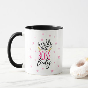 黒いピンクのかわいい世界の最も最高のなボスの女性コーヒーギフト マグカップ