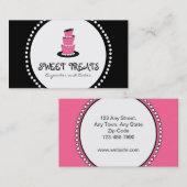 黒いピンクのカップケーキのケーキのベーカリーの名刺 名刺 (正面/裏面)