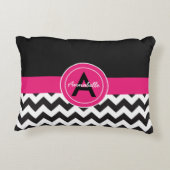 黒いピンクのシェブロン アクセントクッション (裏面)