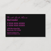 黒いピンクのバーテンダーは名刺を飲みます 名刺 (裏面)