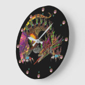 黒いピンクの宝石用原石のDRAGO /Fantasyの金ゴールドのドラゴン ラージ壁時計 (傾斜)