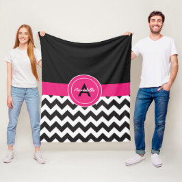 黒いピンクの山形 フリースブランケット