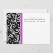 黒いピンクの渦巻の婚約記念日のカスタム 招待状 (裏面)