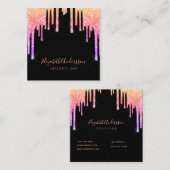 黒いピンクの紫の滴りが髪を作る スクエア名刺 (正面/裏面)