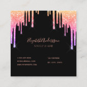 黒いピンクの紫の滴りが髪を作る スクエア名刺 (裏面)