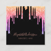 黒いピンクの紫の滴りが髪を作る スクエア名刺 (正面)