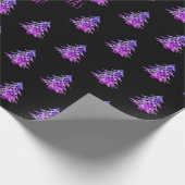 黒いピンクの紫色のクリスマスツリーパターンは名前を加えます ラッピングペーパー (角)