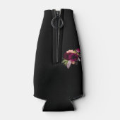 黒いピンクの花模様金ゴールドジオメトリ名 ボトルクーラー (裏面)