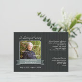 黒いピンストライプのバナーメモリアル通知 招待状 (スタンド正面)