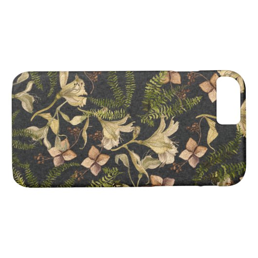 黒いファッションドユリの花の古い模様 Case-Mate iPhoneケース (裏面(横))