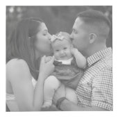 黒いファミリ名のセット。年の赤いハート家族の写真 フォトキューブ (正面)