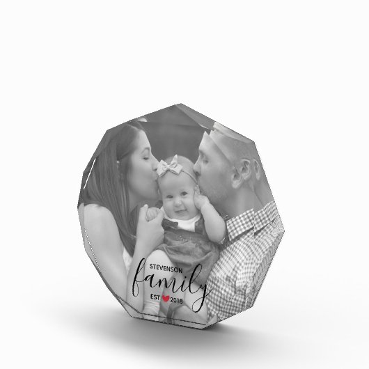 黒いファミリ名のセット。年の赤いハート家族の写真 フォトブロック (右)