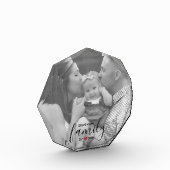 黒いファミリ名のセット。年の赤いハート家族の写真 フォトブロック (左)