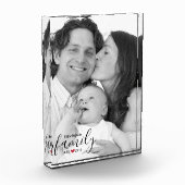 黒いファミリ名のセット。年の赤いハート家族の写真 フォトブロック (左)