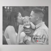 黒いファミリ名のセット。年の赤いハート家族の写真 ポスター (正面)