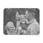 黒いファミリ名のセット。年の赤いハート家族の写真 マグネット (横)