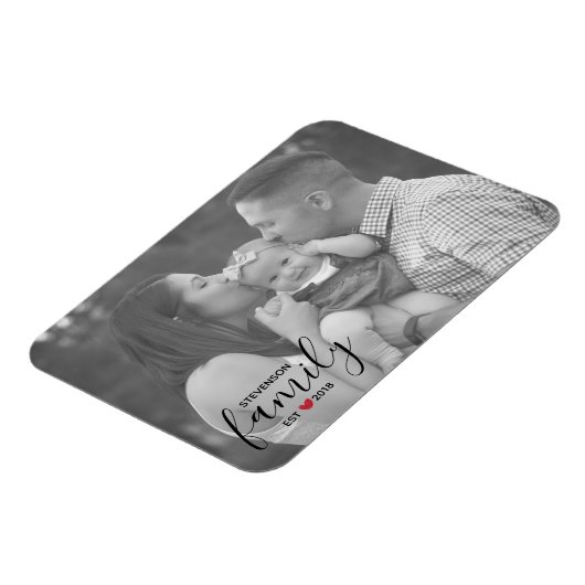 黒いファミリ名のセット。年の赤いハート家族の写真 マグネット (左側)