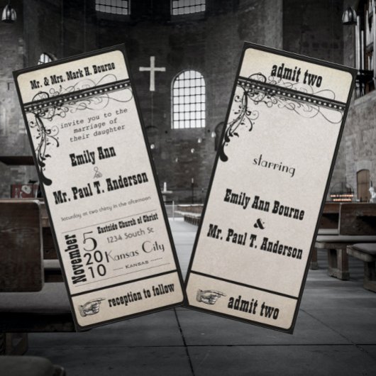 黒いファンキーテクスチャショビル結婚渦巻き 招待状