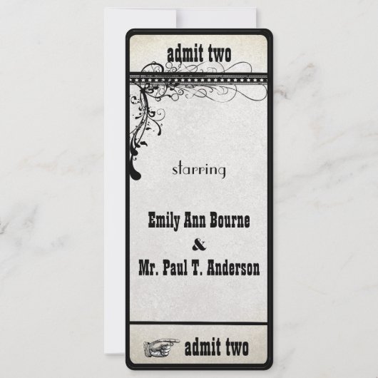 黒いファンキーテクスチャショビル結婚渦巻き 招待状 (裏面)