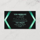 黒いファンシーティール(緑がかった色)模様(ロゴ付きモダン) 名刺 (裏面)