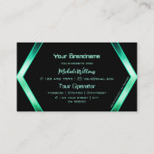 黒いファンシー輝きティール（緑がかった色）パターン（の模様が）あるアイキャッチ 名刺 (裏面)