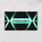 黒いファンシー輝きティール（緑がかった色）パターン（の模様が）あるアイキャッチ 名刺 (正面)