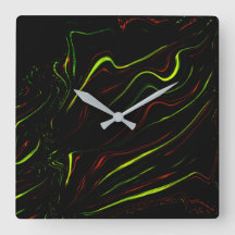 黒いファンドに派手な緑と赤の長い波状の痕跡