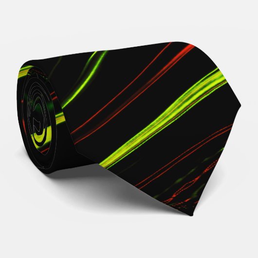 黒いファンドに派手な緑と赤の長い波状の痕跡 ネクタイ (ロール)