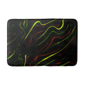 黒いファンドに派手な緑と赤の長い波状の痕跡 バスマット (正面)