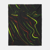 黒いファンドに派手な緑と赤の長い波状の痕跡 フリースブランケット (正面)