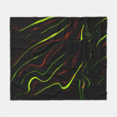黒いファンドに派手な緑と赤の長い波状の痕跡 フリースブランケット (正面(横))