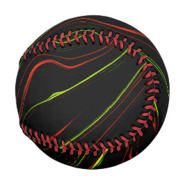 黒いファンドに派手な緑と赤の長い波状の痕跡 野球ボール