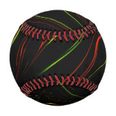 黒いファンドに派手な緑と赤の長い波状の痕跡 野球ボール (正面)