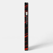 黒いファンドの赤い波状のトレース iPhoneケース (左側面)