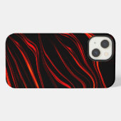 黒いファンドの赤い波状のトレース iPhoneケース (裏面横)