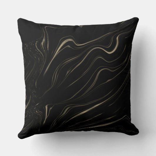 黒いファンド、セピア灰色の波状の長いトレース クッション (裏面)