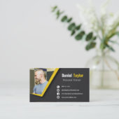 黒いフィットネスのパーソナルトレーナーの写真 名刺 (スタンド正面)