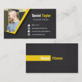 黒いフィットネスのパーソナルトレーナーの写真 名刺 (正面/裏面)