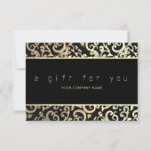 黒いフェイクギフト券の金ゴールドフレームの輝き (正面)